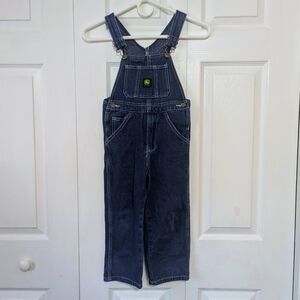 John Deere Size 5 Bib Overalls Dark Denim Adjustable Straps Pocket 100% Cotton